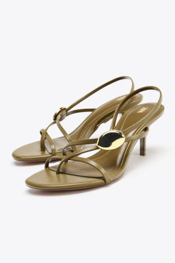 HEELED SANDALS WITH STRAPS AND METAL DETAIL - Zara фото 8