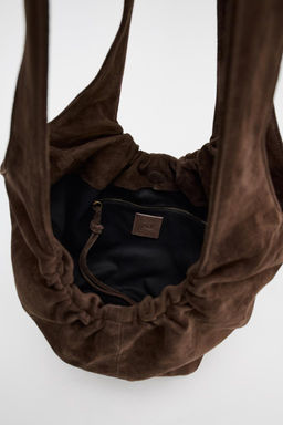 GATHERED SPLIT SUEDE BUCKET BAG - Zara фото 6