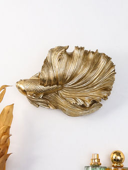 Панно интерьерное полистоун "Средняя золотая рыбка. Вуалехвост" 21,7х14,2х8 см