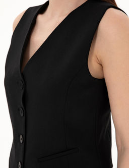 Siyah Slim Fit Yelek