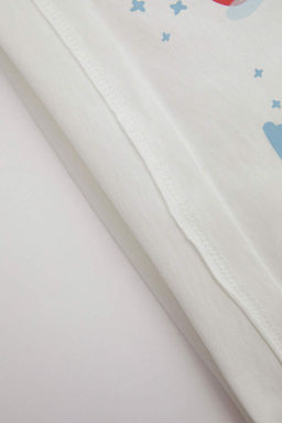 Пижамный комплект из чесаного хлопка с короткими рукавами и шортами для маленьких мальчиков - Defacto фото 4