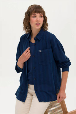 Женская темно-синяя джинсовая рубашка - U.s. polo assn фото 6