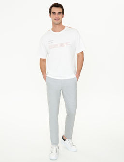Ekru Comfort Fit Bisiklet Yaka Ti__rt