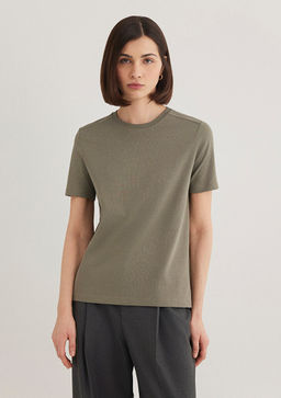 Bisiklet Yaka Yesil Basic Tisort - Mavi фото 4