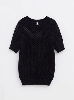 CONTE Фактурный джемпер в крупную сетку из пряжи с хлопком LDK 125 black - Conte elegant фото 3
