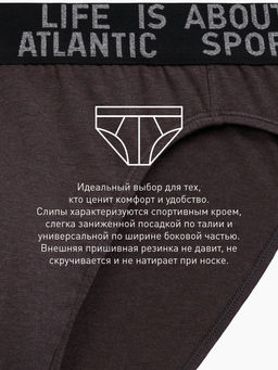 ATLANTIC 3MP-209 Трусы спорт Melange - набор 3 шт. темно-серый меланж + медно-багряный меланж + коричневый меланж