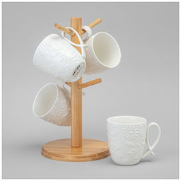 НАБОР КРУЖЕК LEFARD FLOWERS STORY НА ДЕРЕВ. ПОДСТАВКЕ 4 ШТ. 11*8*9,5 СМ 275 МЛ  фото 3