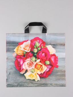 Цена за 50 шт. Пакет "Волшебный букет", полиэтиленовый с петлевой ручкой, 38 х 34 + 3 см, 70 мкм