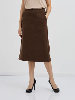 коричневая юбка длины миди с карманами - Glenfield фото 4