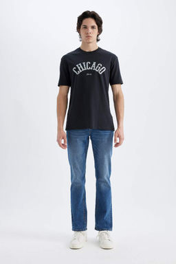 Футболка стандартного кроя с круглым вырезом и короткими рукавами с принтом - Defacto фото 2