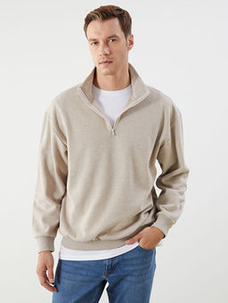 Dik Yaka Polar Erkek Sweatshirt