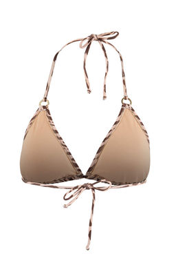 Kahverengi Zebra Desenli Ucgen Kapl? Aksesuarl? Bikini Ustu TBESS24BU00157