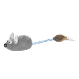 Игрушка для кошек "Мышка с меховой кисточкой",серая 29оп66 sh-07378