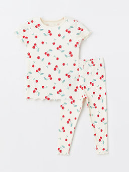 Bisiklet Yaka K?sa Kollu Bask?l? K?z Bebek Pijama Tak?m?