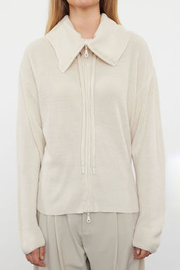 TRENDYOLMILLA Gri Genis Kal?p Fermuar Detayl? Triko H?rka TWOAW23HI00189 фото 4