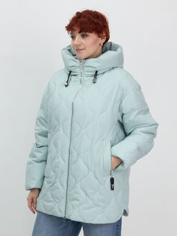 Куртка женская демисезонная с капюшоном бирюзового цвета 1140Br