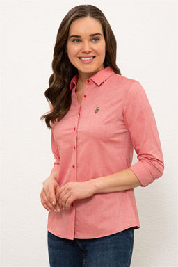 Женская красная базовая рубашка с длинным рукавом Неожиданная скидка в корзине