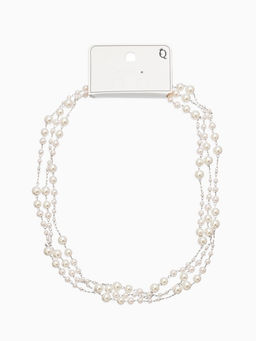 Бусы жемчужные, длинные, d=3.4, 5.6, 8.10, белые в серебре