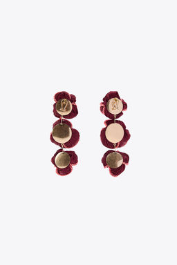 CONTRAST FLOWER FABRIC EARRINGS - Zara фото 3