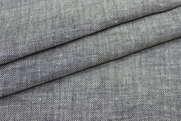 Лен костюмный с умягчением Елочка цв.молочный/черный, ш.1.5м, лен-100%, 195гр/м.кв - Купава фото 4