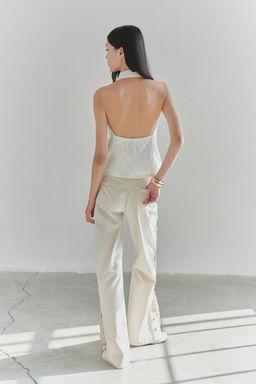 Limited Edition Ekru Dugme Detayl? Yuksek Bel Wide Leg Jeans TWOSS25JE00208 - Trendyolmilla фото 2