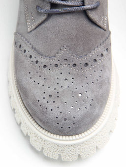 Ботинки 338.1541be. серый замок замша/Байка