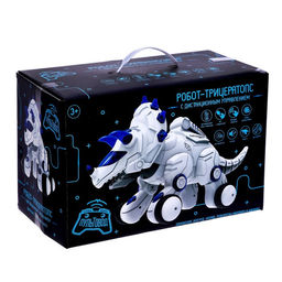 Робот динозавр «Трицератопс» ZHORYA, на пульте управления, интерактивный: звук, свет, танцующий, на аккумуляторе