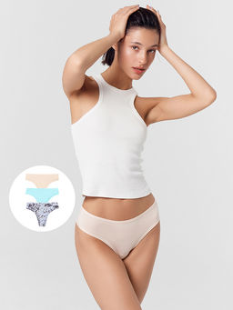 Трусы женские бразилиана мультипак (3шт.) в бежевом цвете