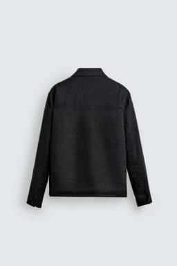 SOBRECAMISA 100% LINO CREMALLERA / Negro - Zara фото 8