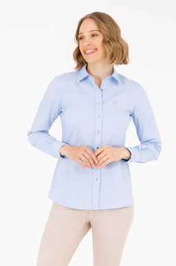 U. S. Polo Assn Женская голубая базовая рубашка с длинным рукавом - U.s. polo assn фото 15