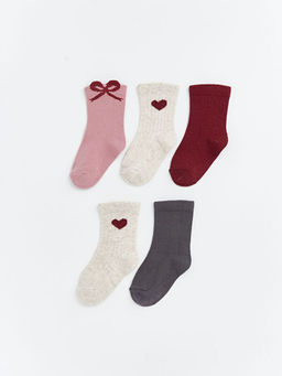 Kalp Desenli K?z Bebek Soket ?orap 5li
