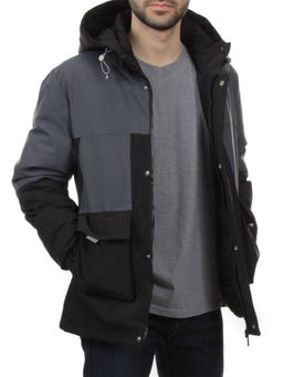 8875 BLACK GRAY Куртка мужская зимняя облегченная (130 гр. холлофайбер) - Фабричный китай фото 6