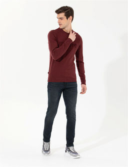 Bordo Slim Fit Bisiklet Yaka Triko Kazak - Pierre cardin фото 3