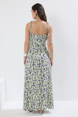 Yesil Animal A Kesim Y?rtmacl? Maxi Dokuma Elbise TWOSS23EL01892