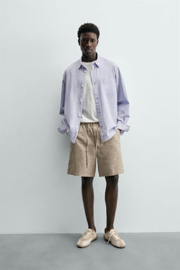 BERMUDA RELAXED FIT 100% LINO / Gris topo