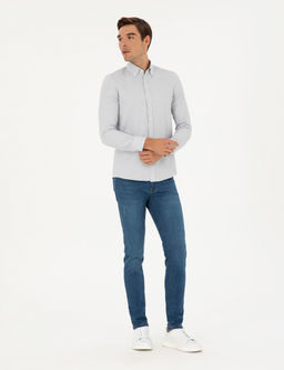 Gri Slim Fit Uzun Kollu G_mlek