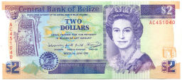 Банкнота 2 доллара 1991 года Белиз