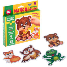 Цена за 2 шт. Макси - пазлы с глазками «Лесные животные», 4 пазла, 13 деталей