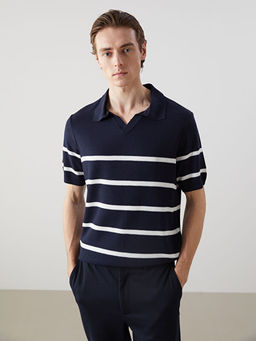 Polo Yaka K?sa Kollu ?izgili Erkek Triko Kazak