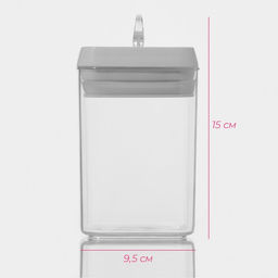 Банка для хранения с вакуумной крышкой Доляна, 900 мл, 9.5×15 см, пластик, прозрачная