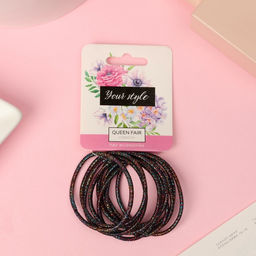 Цена за 4 шт. Резинки для волос «Спорт люкс», набор 10 шт., блеск ночка, 3 см, чёрные