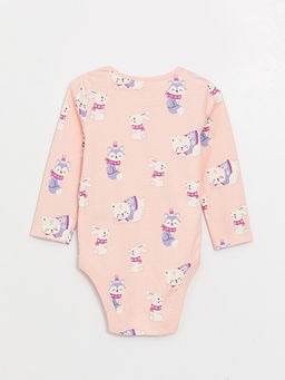 Bisiklet Yaka Uzun Kollu Bask?l? K?z Bebek ??t??tl? Body 2li - Waikiki фото 3