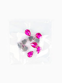 Цена за 3 шт. Стразы «Капля», в цапах, 1×1.4 см, фуксия