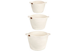 Набор 3 текстильных корзин д/хранения 27*27*20 см, 30*30*25 см, 37*37*30 см, молочный - Elan gallery фото 3