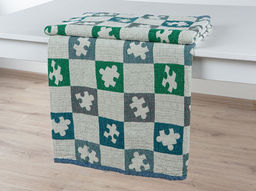 23С86-ШР/у./рул. 110*170 Плед Пазл цв. 25 рис. 145 зеленый