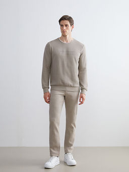 Bisiklet Yaka Bask?l? Erkek Sweatshirt