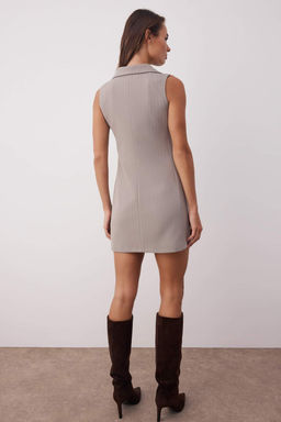 Gri Cizgili K?sa / Mini Dokuma Ceket Elbise TWOAW26EL00120 - Trendyolmilla фото 4