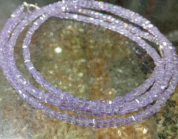 Бусы чокер Кубик хрусталь Сиреневые 3мм-38см алмазная огранка