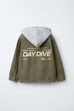 TWILL OVERSHIRT WITH DETACHABLE HOOD - Zara фото 3