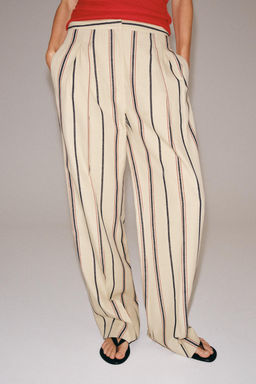 PANTAL?N PLIEGUES RAYAS ZW COLLECTION / Beige - Zara фото 2